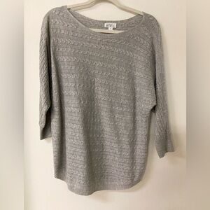 Market Spruce Cable Knit Riviera Sweater Gray Dolman Relaxed Cashmere Blend MED